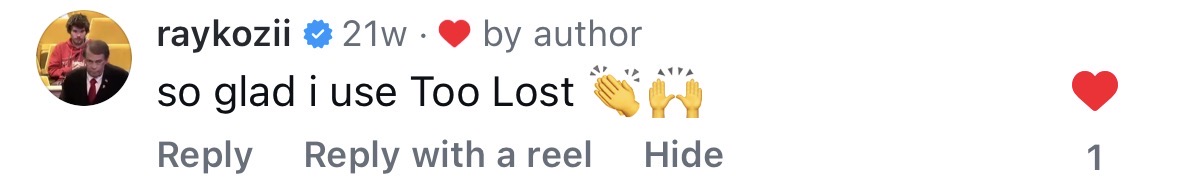 Wiadomość od artysty Too Lost